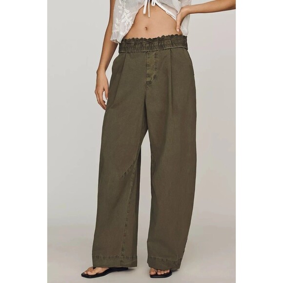 Anthropologie Pants - By Anthropologie Vintage Foldover Pants Barrel-Leg Pull-On Embroidered S 289185